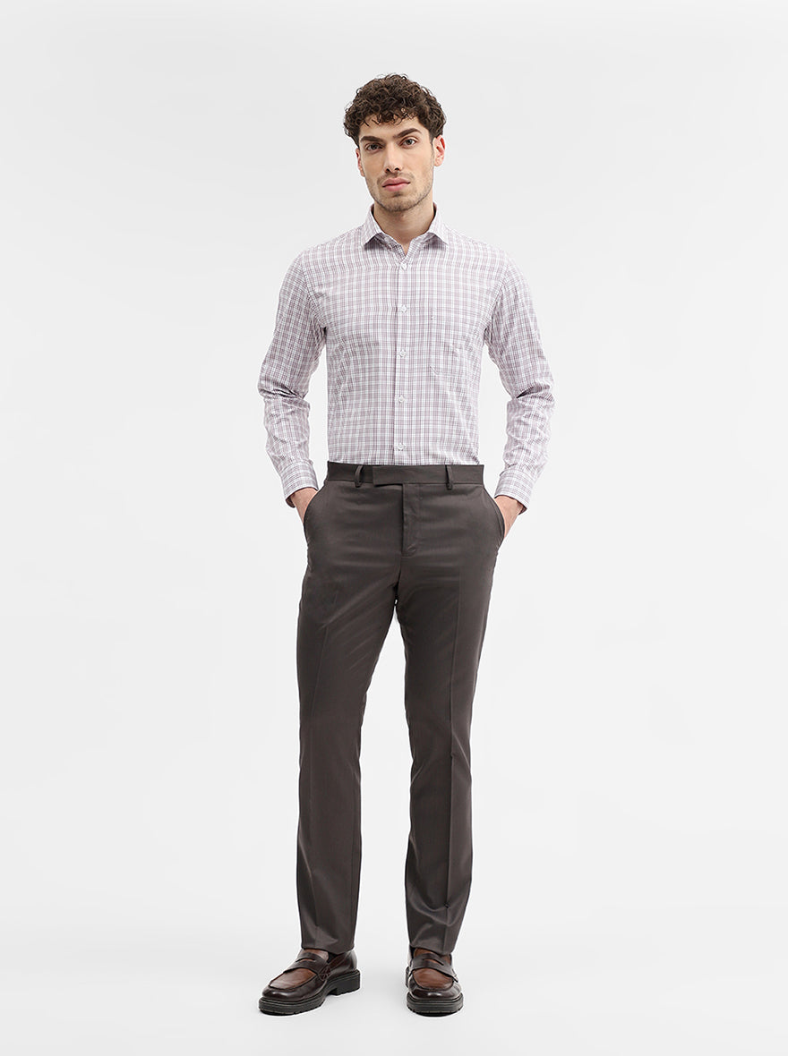 Dark Grey Solid Slim Fit Formal Trouser | Greenfibre