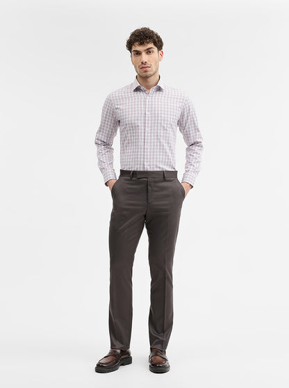 Dark Grey Solid Slim Fit Formal Trouser | Greenfibre