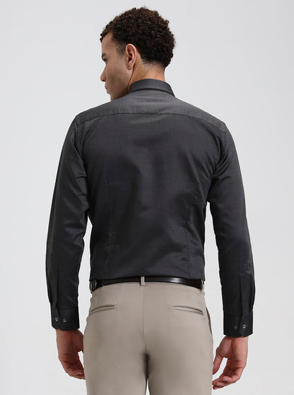 Grey Solid Slim Fit Formal Shirt | JadeBlue Super Luxe
