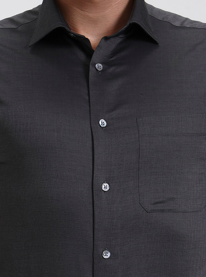 Grey Solid Slim Fit Formal Shirt | JadeBlue Super Luxe