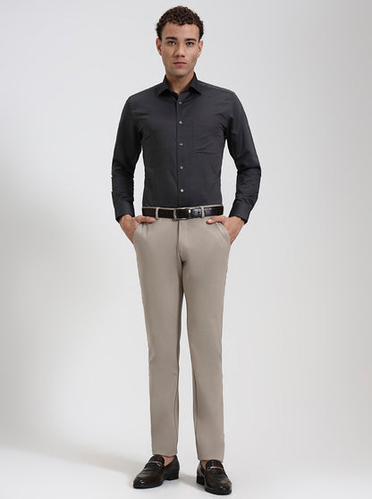 Grey Solid Slim Fit Formal Shirt | JadeBlue Super Luxe