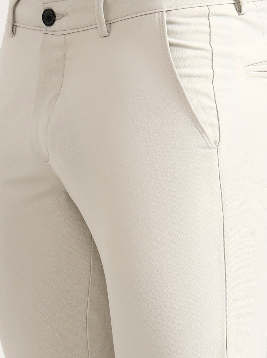 Cream Solid Slim Fit Club Wear Trouser | Wyre