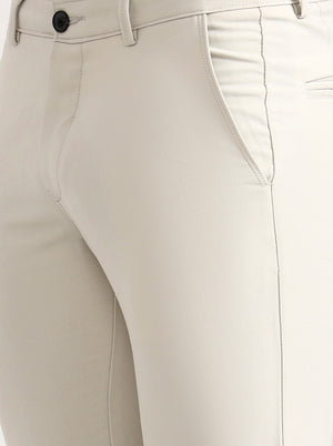 Cream Solid Slim Fit Club Wear Trouser | Wyre