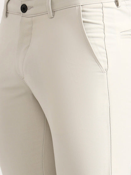 Cream Solid Slim Fit Club Wear Trouser | Wyre