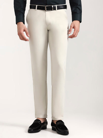 Cream Solid Slim Fit Club Wear Trouser | Wyre