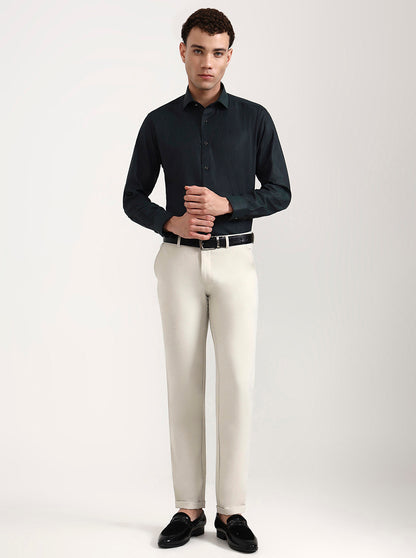 Cream Solid Slim Fit Club Wear Trouser | Wyre