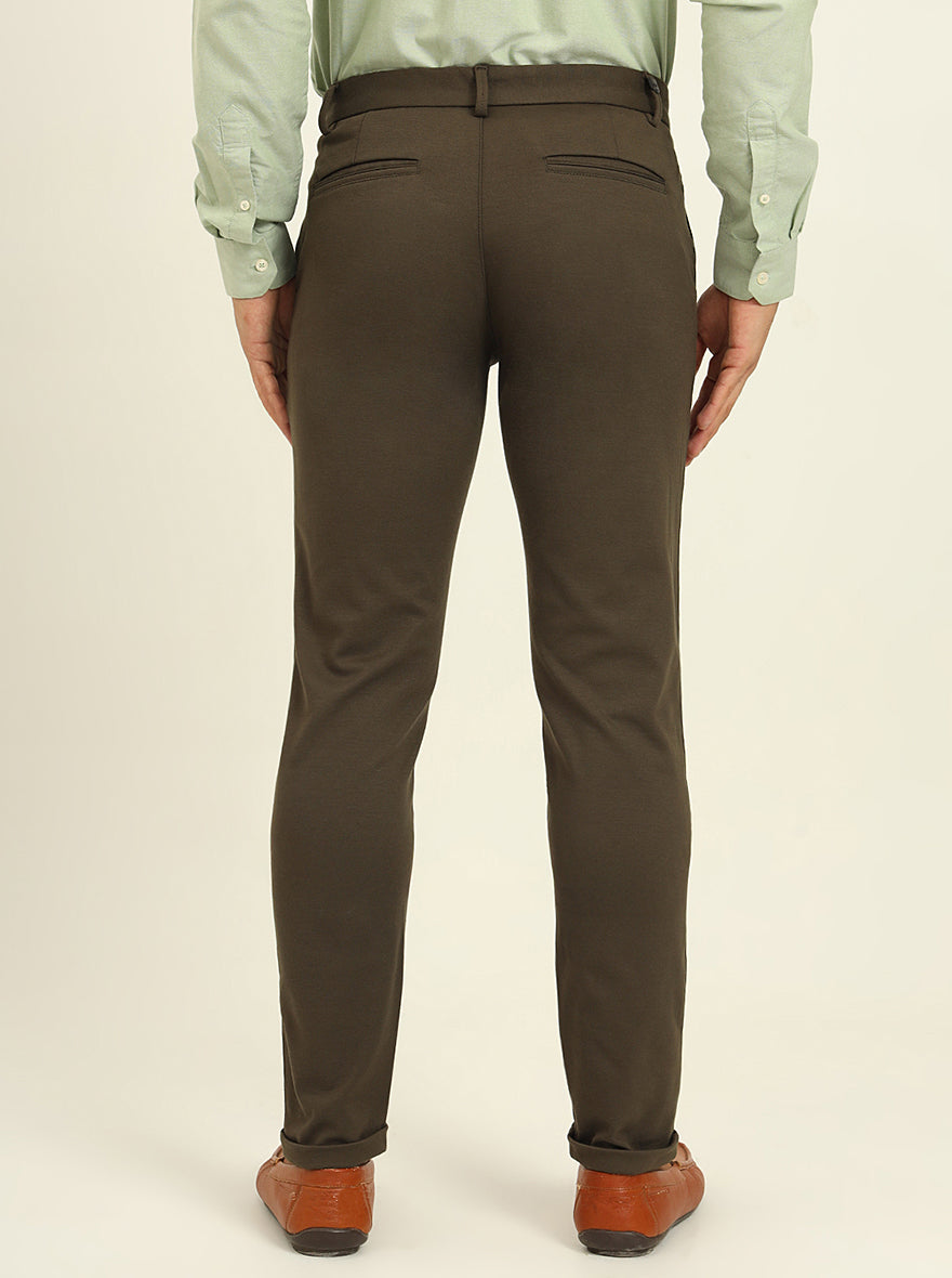 Olive Solid Venice Fit Casual Trouser | JadeBlue