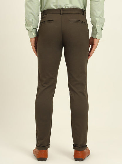 Olive Solid Venice Fit Casual Trouser | JadeBlue