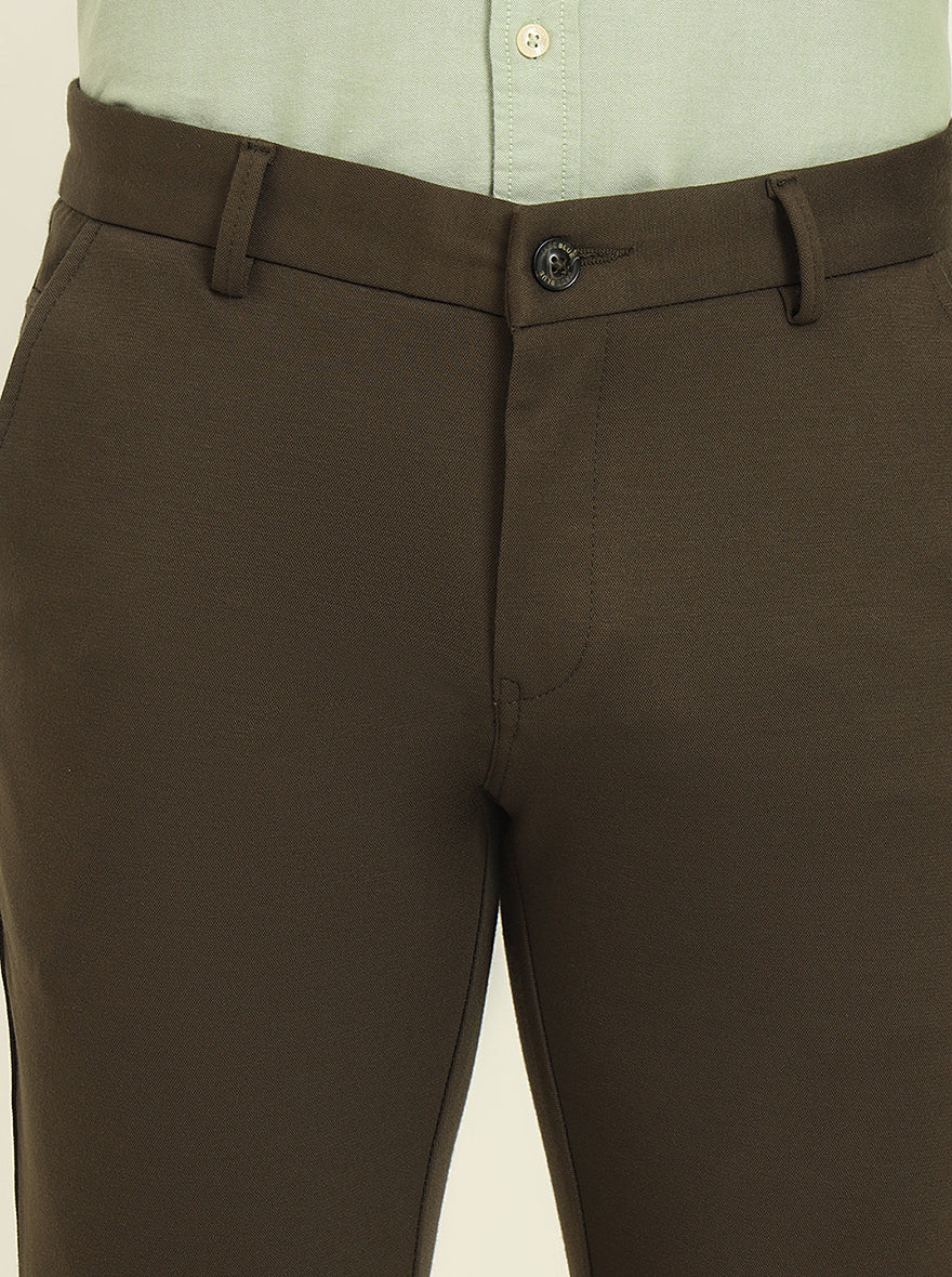 Olive Solid Venice Fit Casual Trouser | JadeBlue