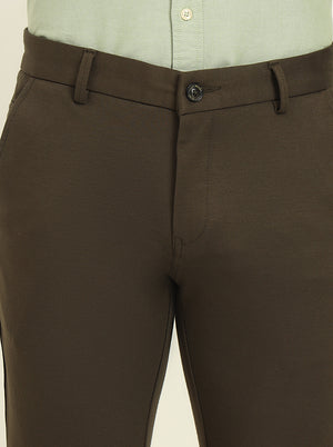 Olive Solid Venice Fit Casual Trouser | JadeBlue