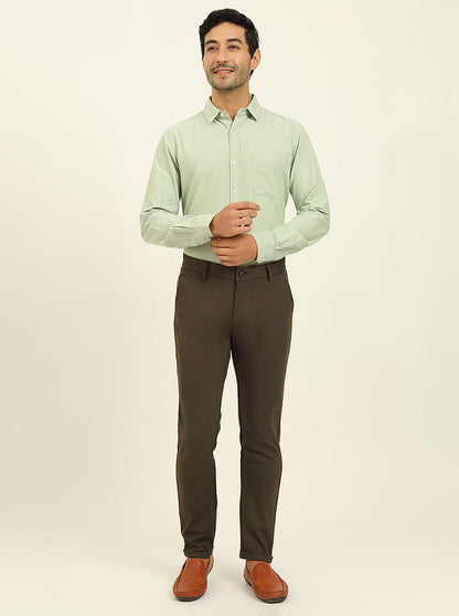 Olive Solid Venice Fit Casual Trouser | JadeBlue