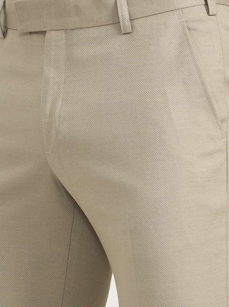 Khaki Solid Super Slim Fit Formal Trouser | JadeBlue Youth