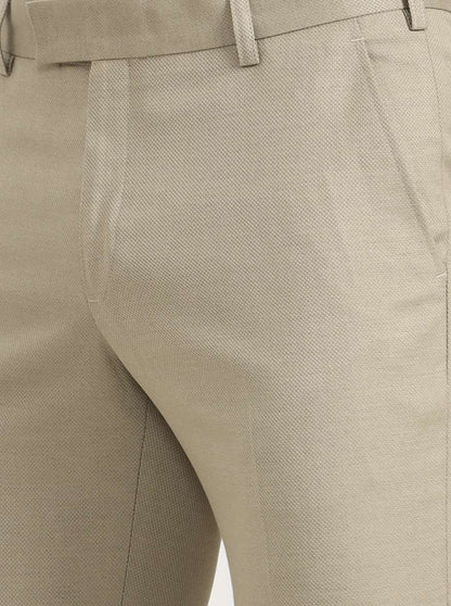 Khaki Solid Super Slim Fit Formal Trouser | JadeBlue Youth