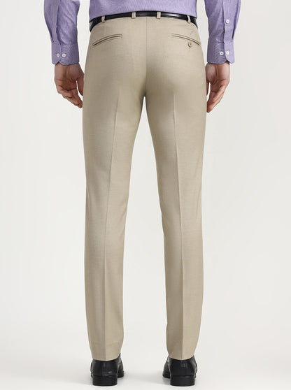 Khaki Solid Super Slim Fit Formal Trouser | JadeBlue Youth