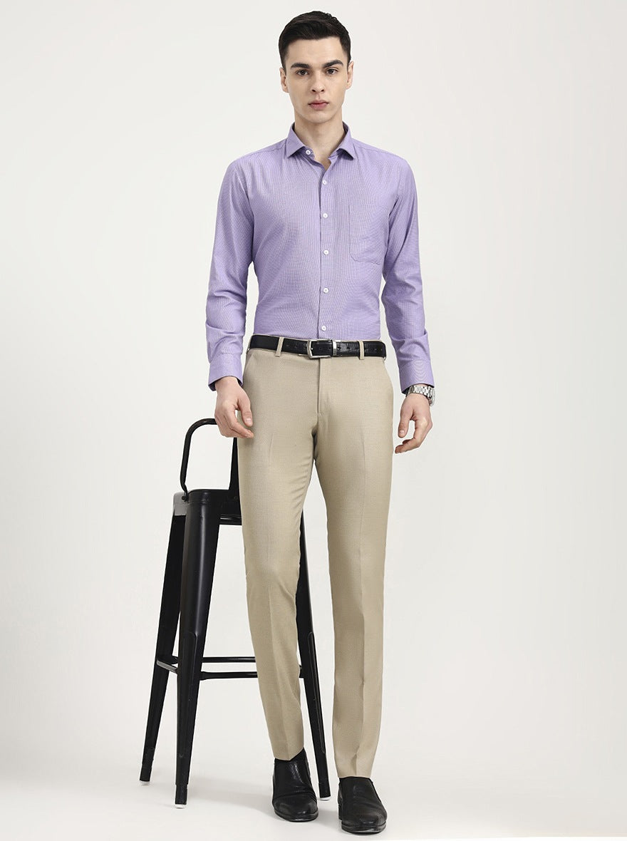 Khaki Solid Super Slim Fit Formal Trouser | JadeBlue Youth