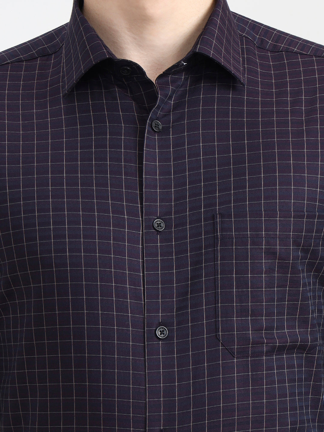 Maroon Blue Checked Regular Fit Formal Shirt | JadeBlue