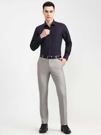 Maroon Blue Checked Regular Fit Formal Shirt | JadeBlue