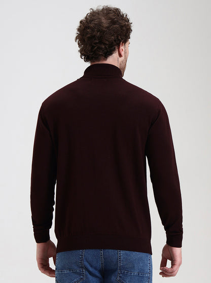 Wine Solid Slim Fit Winter T-Shirt | JadeBlue