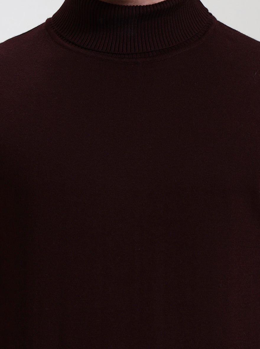 Wine Solid Slim Fit Winter T-Shirt | JadeBlue