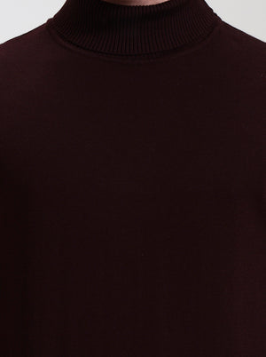 Wine Solid Slim Fit Winter T-Shirt | JadeBlue