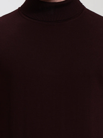 Wine Solid Slim Fit Winter T-Shirt | JadeBlue