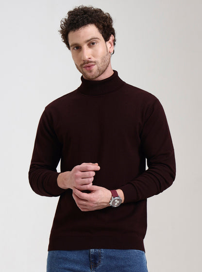 Wine Solid Slim Fit Winter T-Shirt | JadeBlue