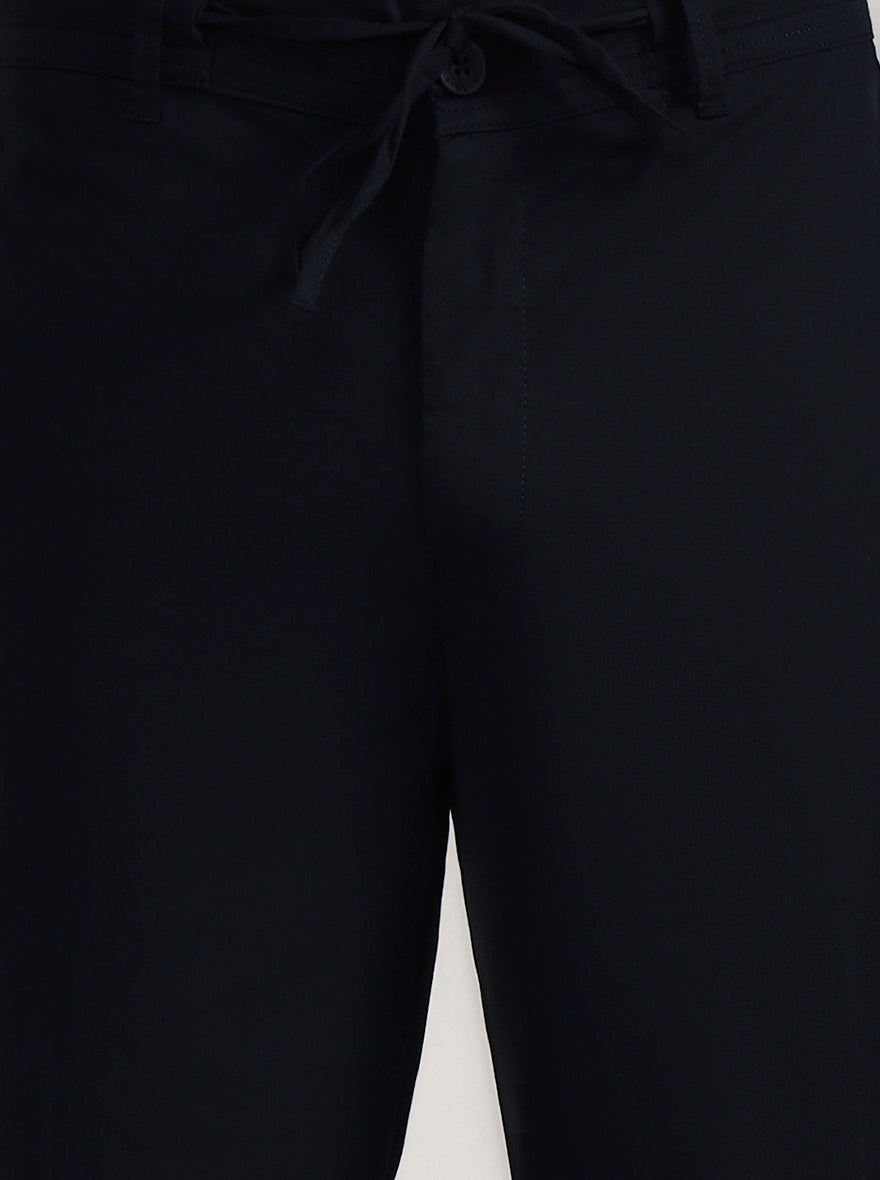 Navy Blue Solid Slim Fit Track Pant | JadeBlue