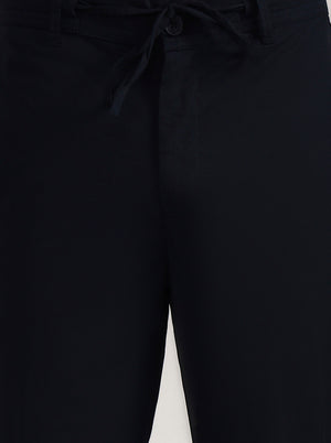 Navy Blue Solid Slim Fit Track Pant | JadeBlue