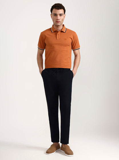 Navy Blue Solid Slim Fit Track Pant | JadeBlue