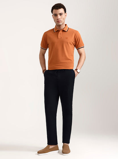 Navy Blue Solid Slim Fit Track Pant | JadeBlue
