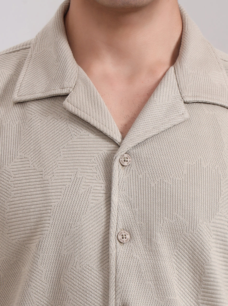 Grey Printed Slim Fit Casual Shirt | JadeBlue