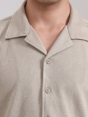 Grey Printed Slim Fit Casual Shirt | JadeBlue