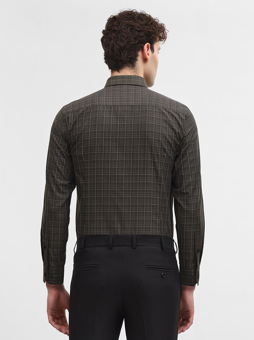 Mehandi Checked Slim Fit Formal Shirt | Greenfibre