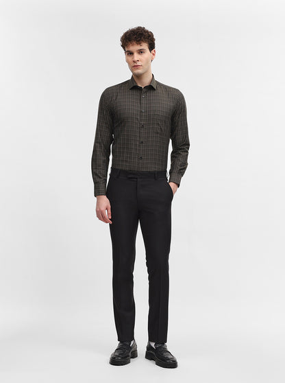 Mehandi Checked Slim Fit Formal Shirt | Greenfibre