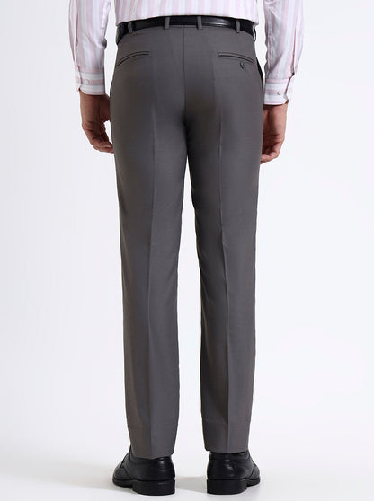 Grey Solid Slim Fit Formal Trouser | JadeBlue Super Luxe