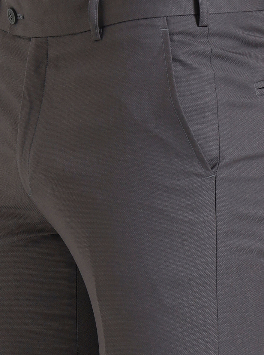 Grey Solid Slim Fit Formal Trouser | JadeBlue Super Luxe