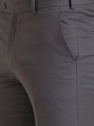 Grey Solid Slim Fit Formal Trouser | JadeBlue Super Luxe