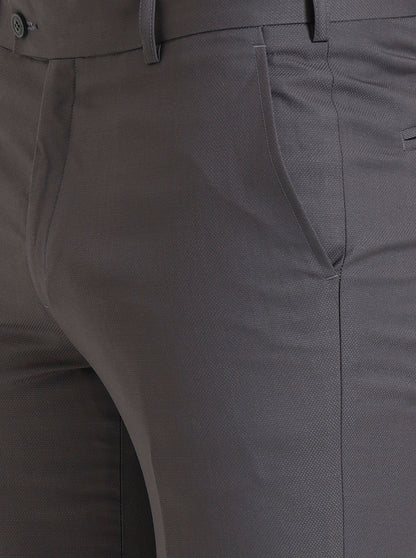 Grey Solid Slim Fit Formal Trouser | JadeBlue Super Luxe