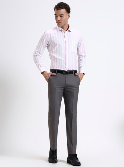 Grey Solid Slim Fit Formal Trouser | JadeBlue Super Luxe