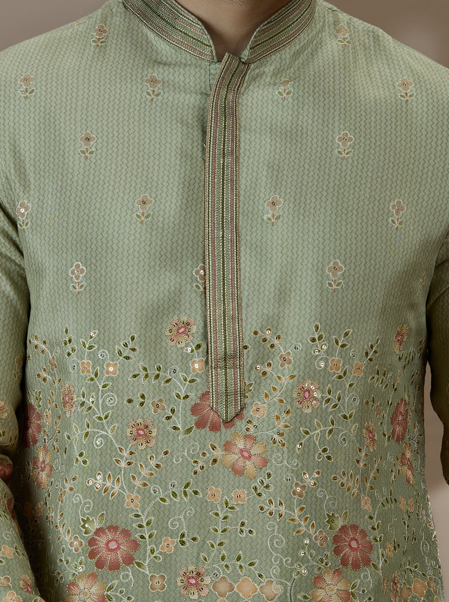 Pista Embroidered Kurta Pajama | Virasana