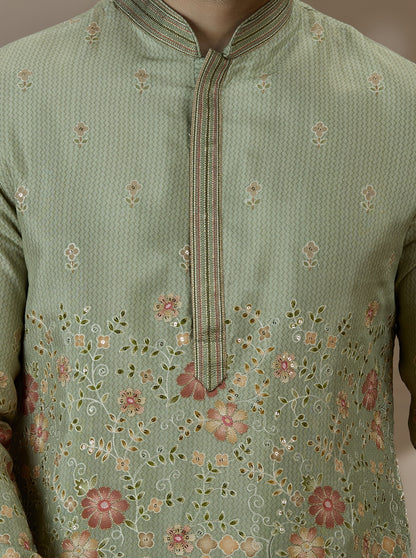 Pista Embroidered Kurta Pajama | Virasana