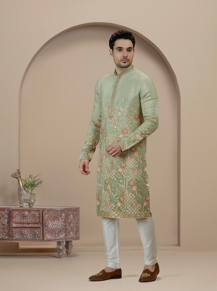 Pista Embroidered Kurta Pajama | Virasana