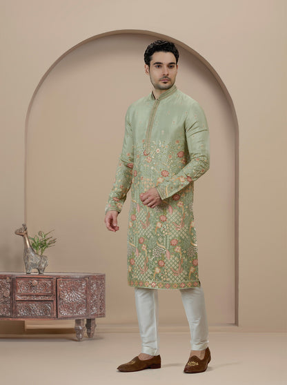 Pista Embroidered Kurta Pajama | Virasana