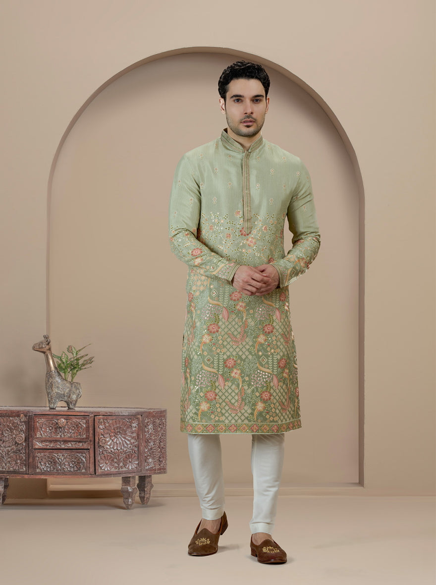 Pista Embroidered Kurta Pajama | Virasana