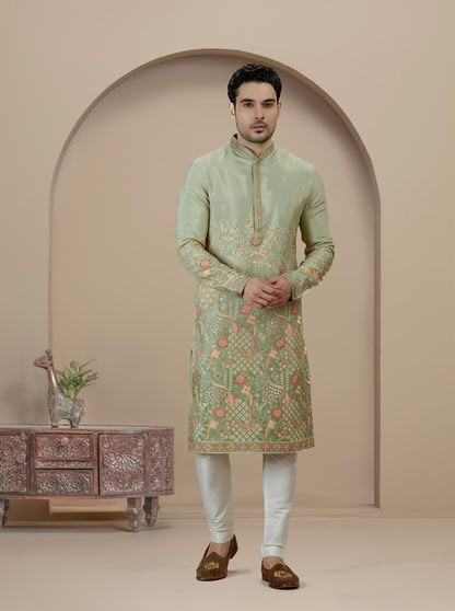 Pista Embroidered Kurta Pajama | Virasana