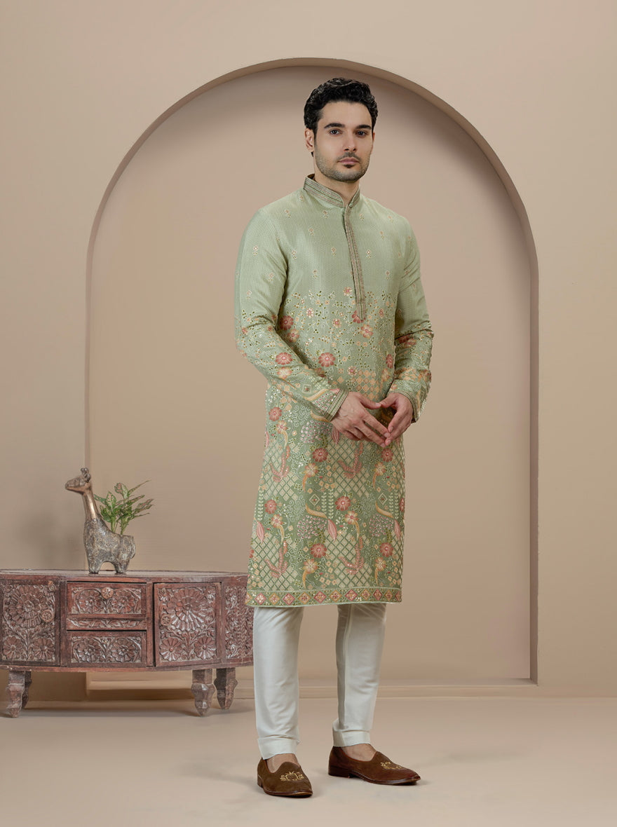 Pista Embroidered Kurta Pajama | Virasana