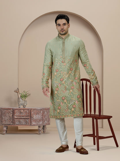 Pista Embroidered Kurta Pajama | Virasana