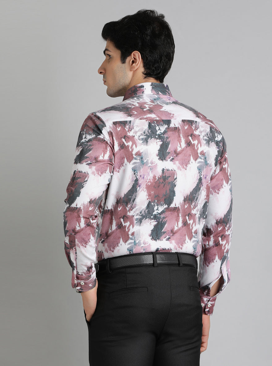 Wine Printed Slim Fit Party Wear Shirt | Wyre