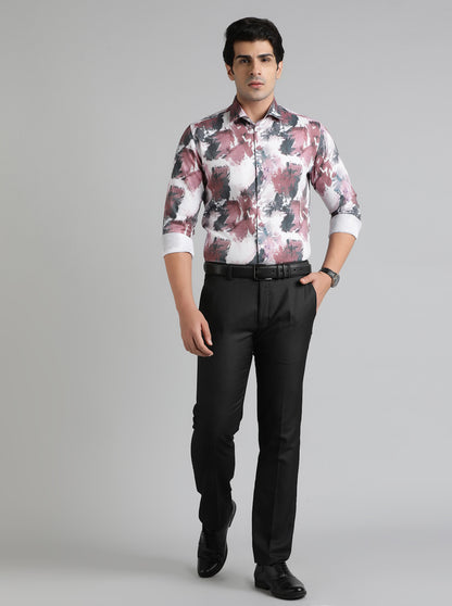Wine Printed Slim Fit Party Wear Shirt | Wyre