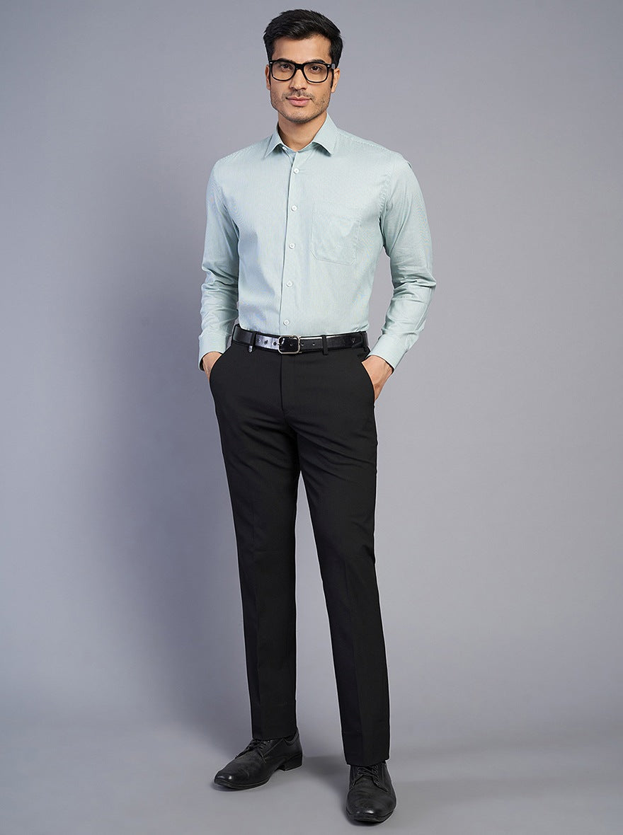 Black Solid Slim Fit Formal Trouser | JB Studio